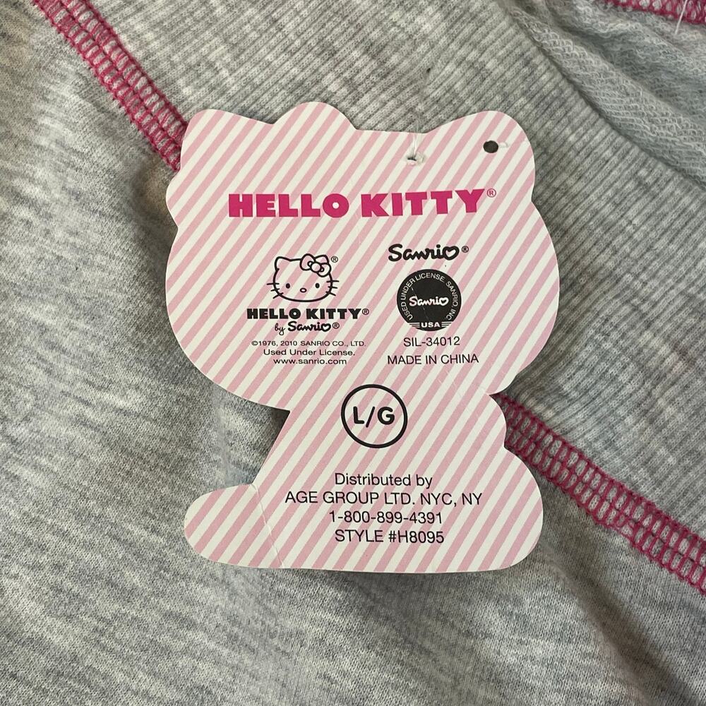 Hello Kitty Sanrio Lounge Jogger Pants Womens L Gray Pajama Sleepwear NWT - Picture 2 of 12